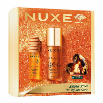 Nuxe Xmas Set Glow Huile Prodigieuse Or - Huile Prodigieuse Or Roll On, Honey Lip Care & Brown Hair Clip