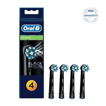 Oral-B Cross Action Ανταλλακτικές Κεφαλές για Ηλεκτρική Οδοντόβουρτσα 4 Τεμάχια, Black