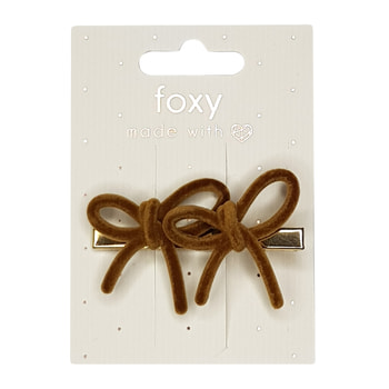 Foxy Velvet Bow Hair Clip Gold