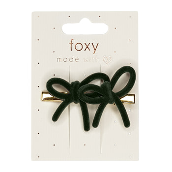 Foxy Velvet Bow Hair Clip Green