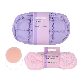 Beauty Trends Facial Care Set with Konjac Sponge, Ribbon & Toiletry Bag