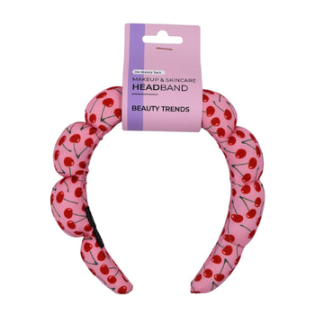 Beauty Trends Hair Clip for Makeup & Skincare Pink with Cherries