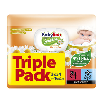 Babylino Chamomile Baby Wipes With Lid Triple Pack