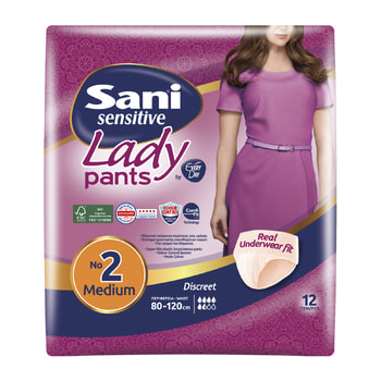 Sani Lady Lady Discreet Pants No2 Medium Disposable Elastic Underwear