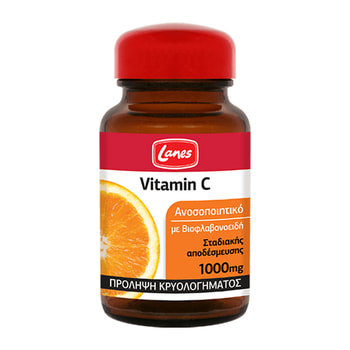 Lanes Vitamin C Καταπινόμενα Δισκία Σταδιακής Αποδέσμευσης με Βιοφλαβονοειδή 1000mg