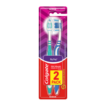 COLGATE Zig Zag Μέτρια Οδοντόβουρτσα Διπλή Συσκευασία