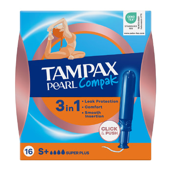Tampax Pearl Compak Super Plus Ταμπόν Με Απλικατέρ x16