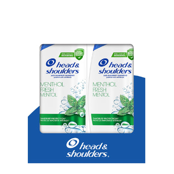 Head & Shoulders Menthol Fresh Αντιπιτυριδικό Σαμπουάν Έως Και 100% Μαλλιά Χωρίς Πιτυρίδα Duo Pack