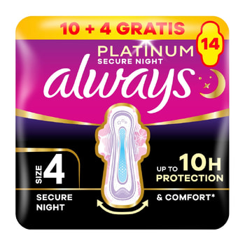ALWAYS Platinum Σερβιέτες Secure Night Μέγεθος 4