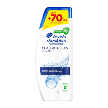 Head & Shoulders Classic Clean Αντιπιτυριδικό Σαμπουάν Έως & 100% Μαλλιά χωρίς Πιτυρίδα – 400 ml