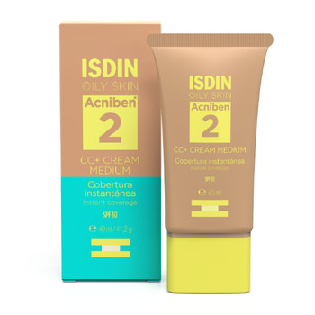 Isdin Acniben CC+ Cream SPF30 - Ενυδατική Κρέμα Προσώπου Με Χρώμα Για Λιπαρό & Ακνεϊκό Δέρμα – Medium 40 ml