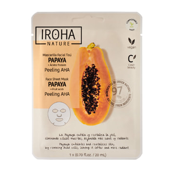 Iroha Nature Fabric Face Mask with Papaya & AHA for Exfoliation Biodegradable