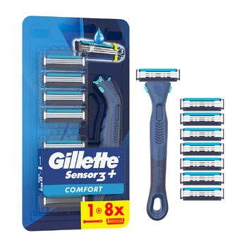 Gillette Sensor3+ Comfort Ανδρικό Ξυραφάκι Με Εργονομική Λαβή & 8