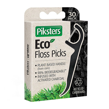 Piksters Eco-Friendly Activated Charcoal Dental Floss Pick