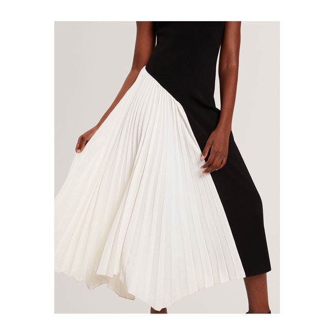 strapless open back dress Women's Pink Plaid Pleated Sport Dress main image 1